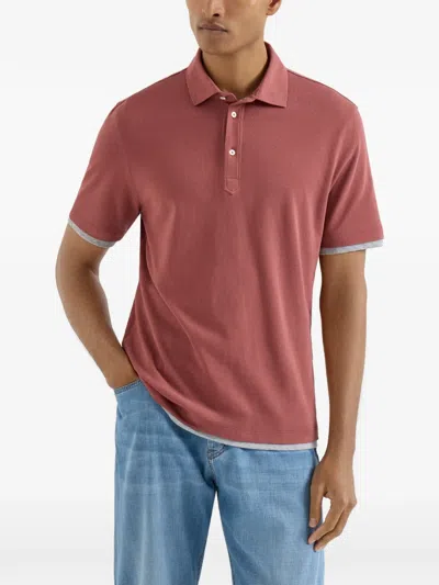 Brunello Cucinelli Short-sleeve Polo Shirt In Red