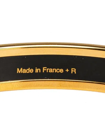 Pre-owned Hermes 20th Century Narrow Stripes And Pattern Enamel Bangle 65 Costume Bracelet In Gold