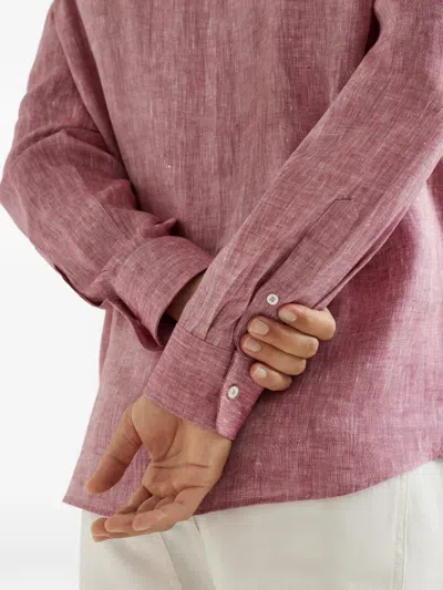 Brunello Cucinelli Spread-collar Linen Shirt In Red