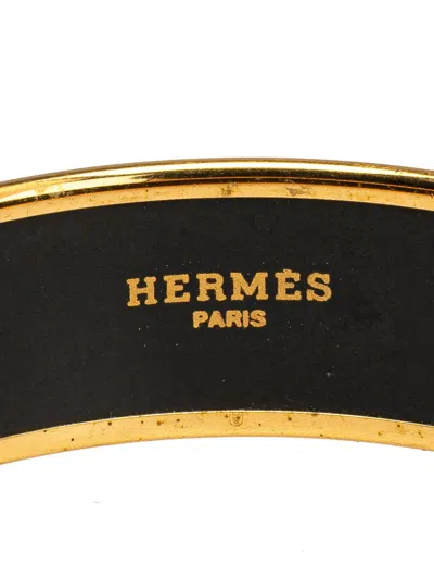 Pre-owned Hermes 1990-2010 Wide Enamel Wheat And Fruits Bangle Gm Costume Bracelet In Gold