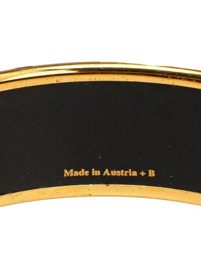 Pre-owned Hermes 1990-2010 Wide Enamel Wheat And Fruits Bangle Gm Costume Bracelet In Gold