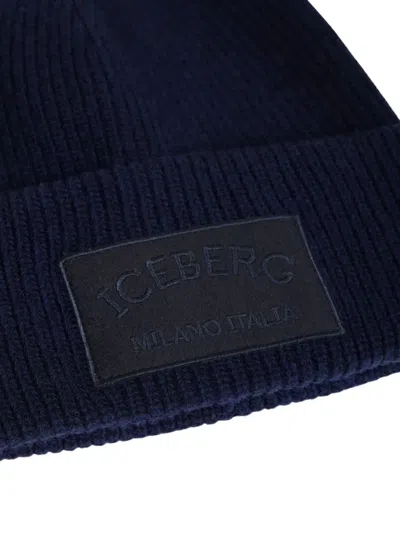 Iceberg Corn-stitch Beanie Hat In Blue