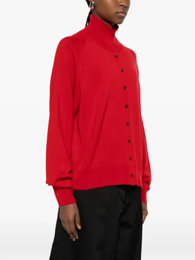 Cordera Roll-neck Cardigan In Red