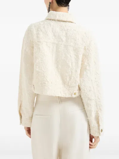 Brunello Cucinelli Fuzzy Denim Outerwear Jacket In Neutral