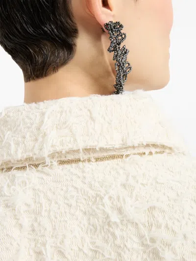 Brunello Cucinelli Fuzzy Denim Outerwear Jacket In Neutral