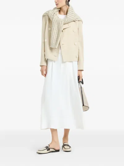 Brunello Cucinelli Crop Caban Jacket With Monili In Neutral