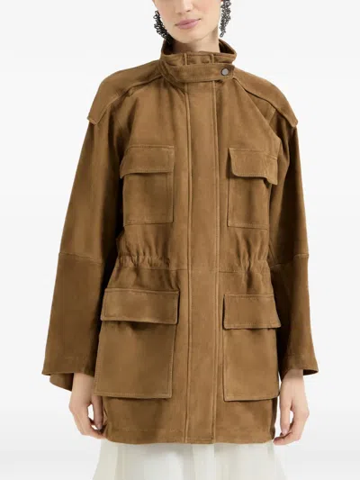 Brunello Cucinelli Couture Suede Safari Jacket In Brown