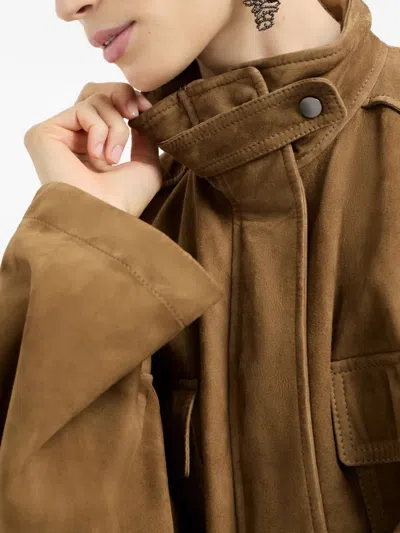 Brunello Cucinelli Couture Suede Safari Jacket In Brown