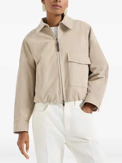 Brunello Cucinelli Vintage Corduroy Outerwear Jacket In Neutral