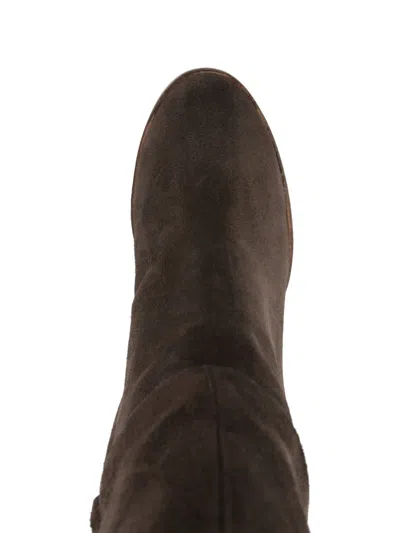 Paola Parisi 85mm Block-heel Suede Boots In Brown