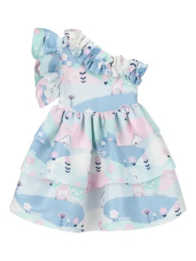 Mama Luma Ruffled Satin Dress In Multi
