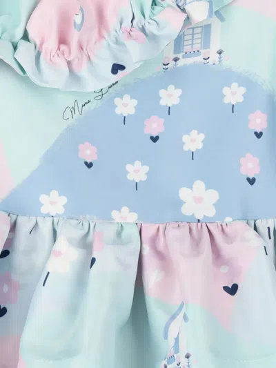 Mama Luma Ruffled Satin Dress In Multi