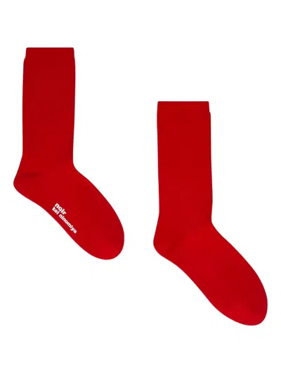 Noir Kei Ninomiya Ribbed-knit Socks In Red