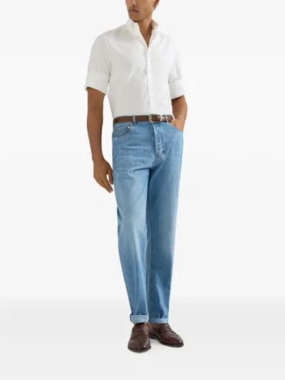 Brunello Cucinelli Five-pocket Button-fastening Jeans In Blue