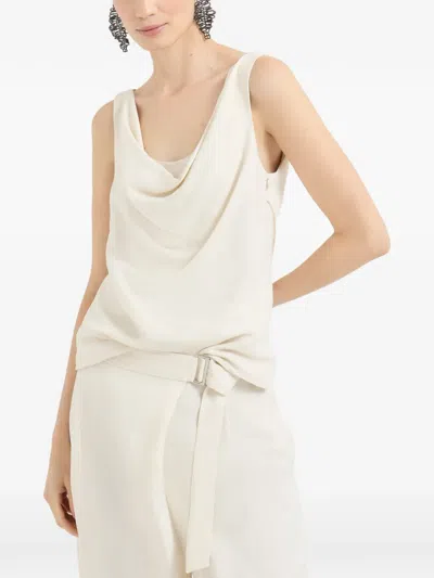 Brunello Cucinelli Fluid Twill Top In White