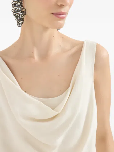 Brunello Cucinelli Fluid Twill Top In White