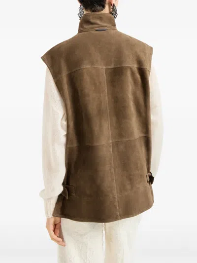 Brunello Cucinelli Monili-detail Front-pocket Vest In Brown