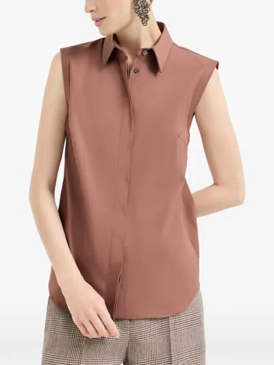 Brunello Cucinelli Sleeveless Shirt In Brown