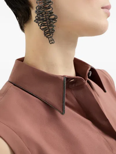 Brunello Cucinelli Sleeveless Shirt In Brown