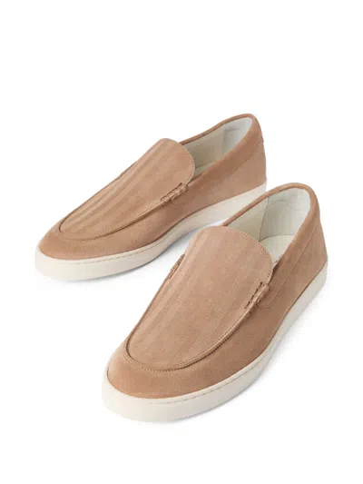 Brunello Cucinelli Chevron-effect Loafers In Neutral