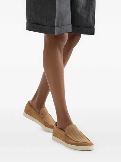 Brunello Cucinelli Chevron-effect Loafers In Neutral