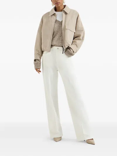 Brunello Cucinelli High-waisted Straight-leg Jeans In White