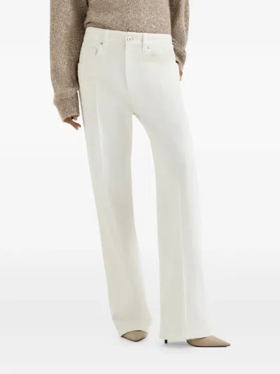 Brunello Cucinelli High-waisted Straight-leg Jeans In White