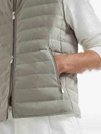 Brunello Cucinelli Nylon Down Vest In Gray
