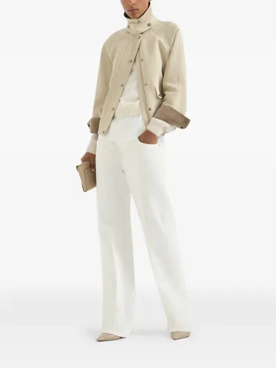 Brunello Cucinelli Canvas Outerwear Jacket In Neutral