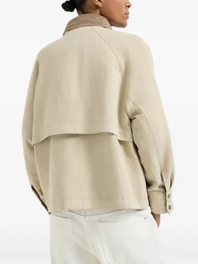 Brunello Cucinelli Canvas Outerwear Jacket In Neutral