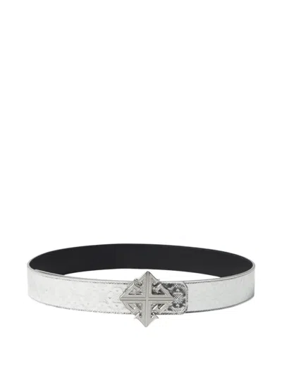 Guapi Crystal-encrusted Cross Buckle Belt In White