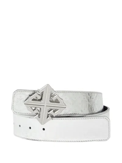 Guapi Crystal-encrusted Cross Buckle Belt In White