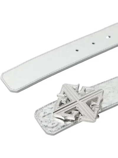 Guapi Crystal-encrusted Cross Buckle Belt In White