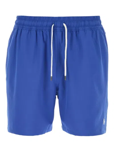 Polo Ralph Lauren Cerulean Blue Stretch Polyester Swimming Shorts In Blue