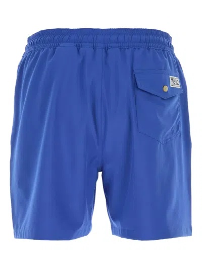 Polo Ralph Lauren Cerulean Blue Stretch Polyester Swimming Shorts In Blue
