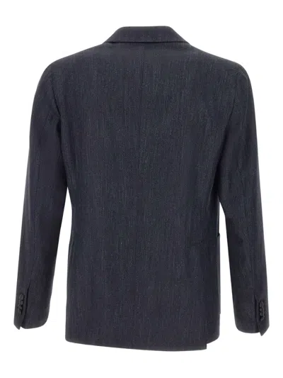 Tagliatore Herringbone Double-breasted Jacket In Blue