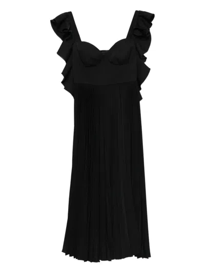 Parlor Ruffled Pleated Midi Dress In Black