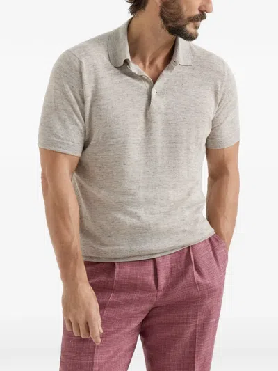 Brunello Cucinelli Short-sleeves Knit Polo Shirt In Neutral