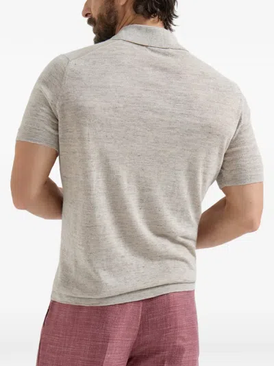Brunello Cucinelli Short-sleeves Knit Polo Shirt In Neutral