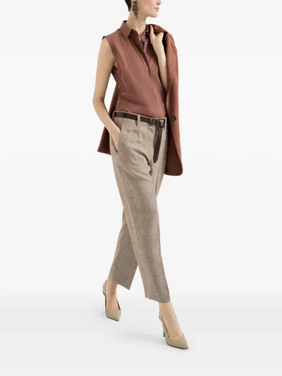 Brunello Cucinelli Square Cigarette Trousers In Brown