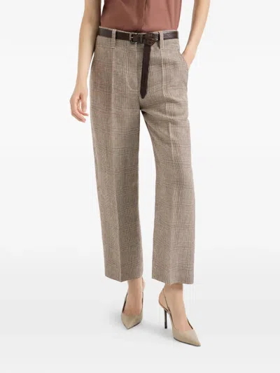 Brunello Cucinelli Square Cigarette Trousers In Brown