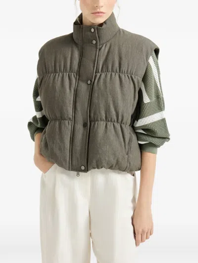 Brunello Cucinelli Twill-weave-fabric Vest In Green