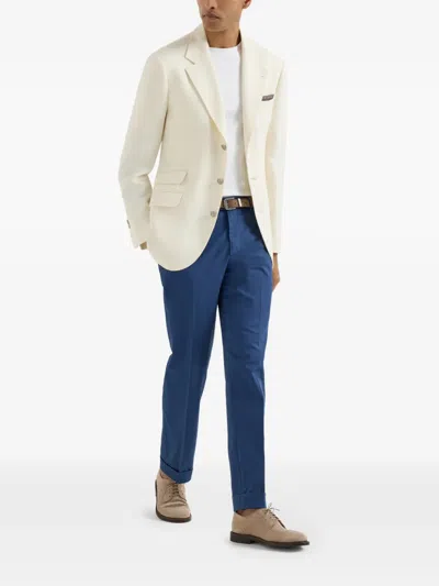 Brunello Cucinelli Comfort Gabardine Trousers In Blue