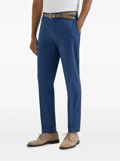 Brunello Cucinelli Comfort Gabardine Trousers In Blue