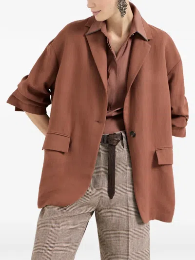 Brunello Cucinelli Monili-embellishment Blazer In Orange