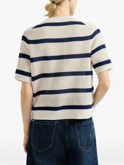 Brunello Cucinelli Short-sleeve Striped Cardigan In Neutral