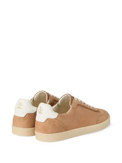 Brunello Cucinelli Leather Sneakers In Neutral