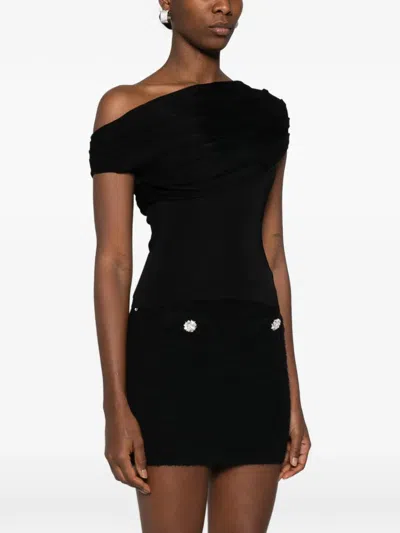 Self-portrait Asymmetric-design Top In Black