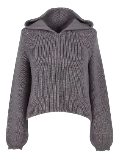 Twinset Hooded Knitwear In Gray