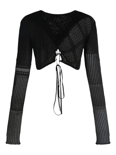 Roberta Einer Long-sleeve Lace-up Top In Black